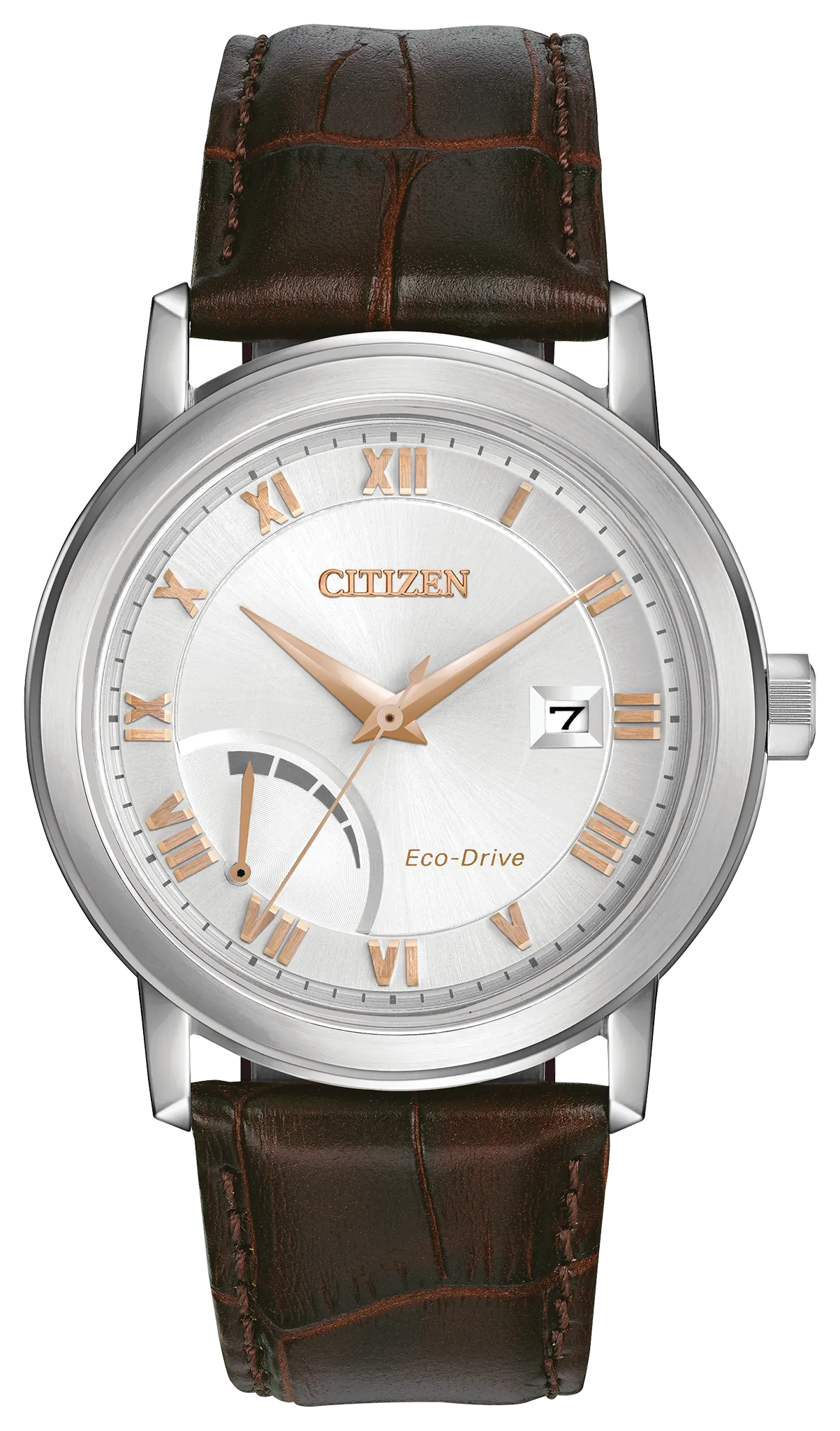 PRT- Men's Eco-Drive AW7020-00A Brown Leather Strap Watch | CITIZEN